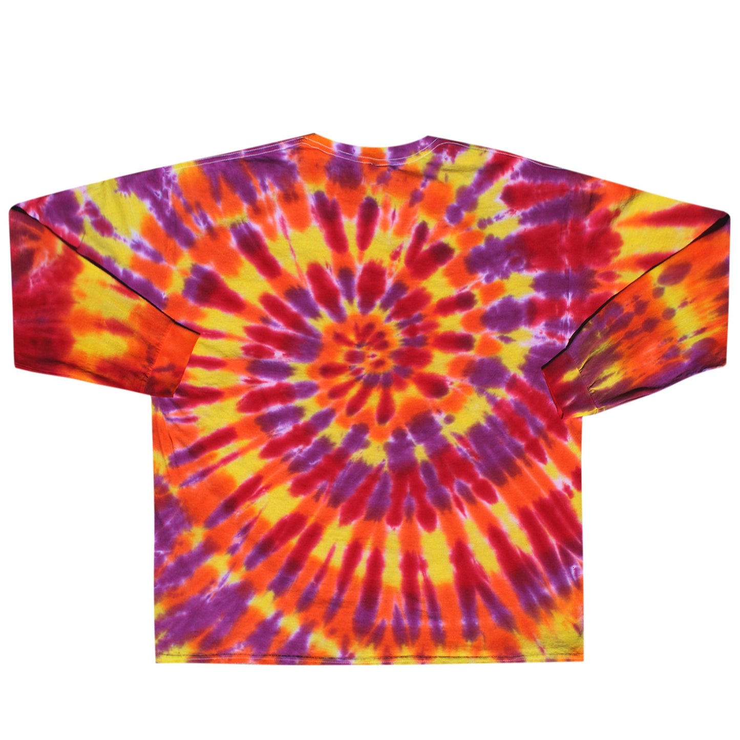 Red Orange Yellow Purple Long Sleeve Tie Dye Shirt Back