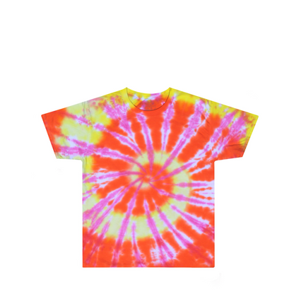 Kids Orange Pink Yellow Tie Dye Shirt Front