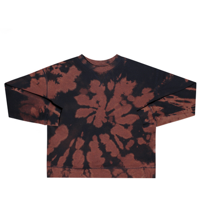 Kids Rust Tie Dye Cotton Crewneck Sweatshirt Front