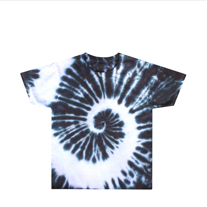 Kids Black Spiral Tie Dye Shirt Front