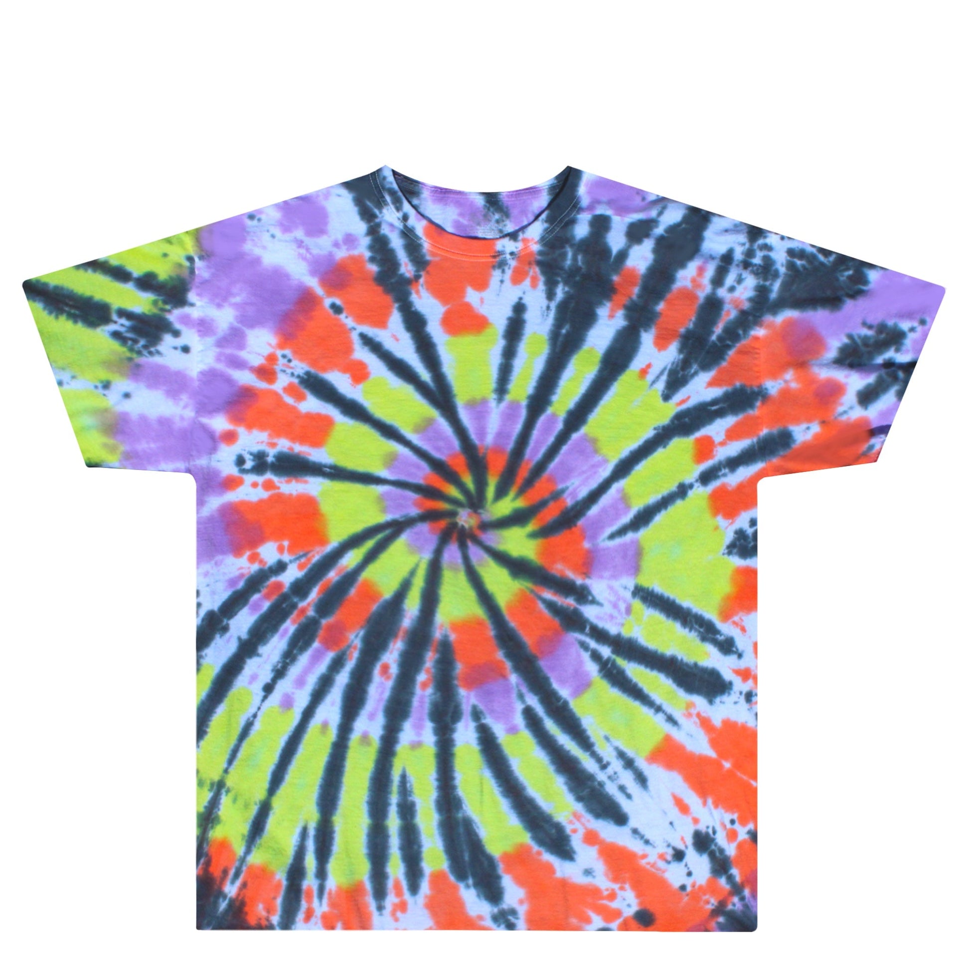 Orange Green Purple Black Tie Dye Shirt Front