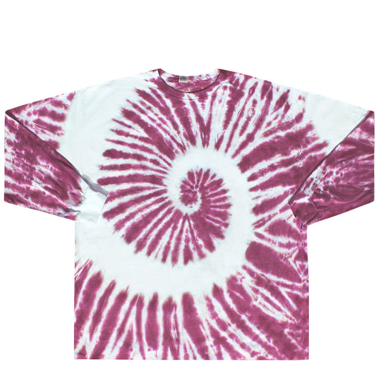 Maroon Spiral Tie Dye Long Sleeve Shirt 