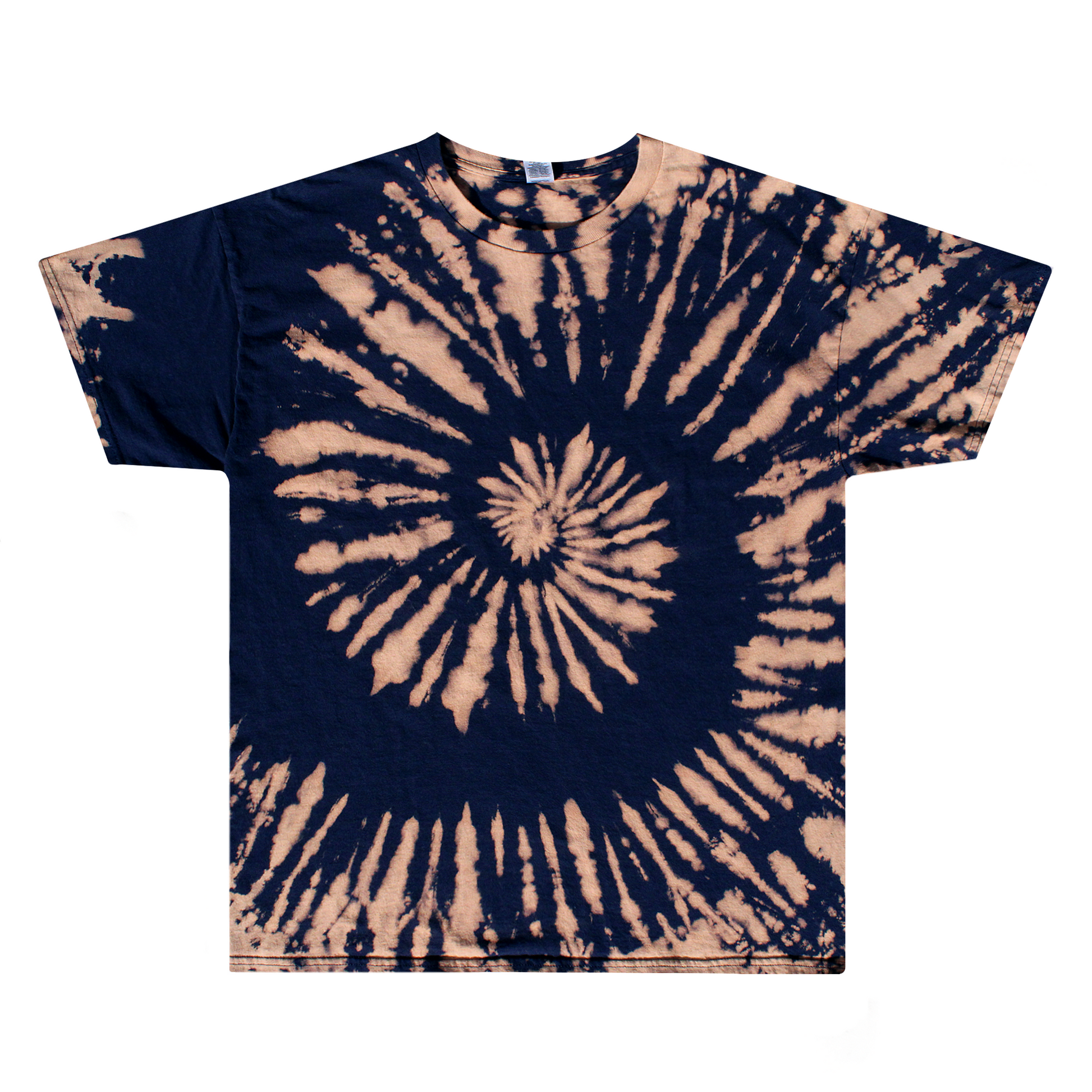 Dark Navy Gold Tie Dye Spiral Shirt Front