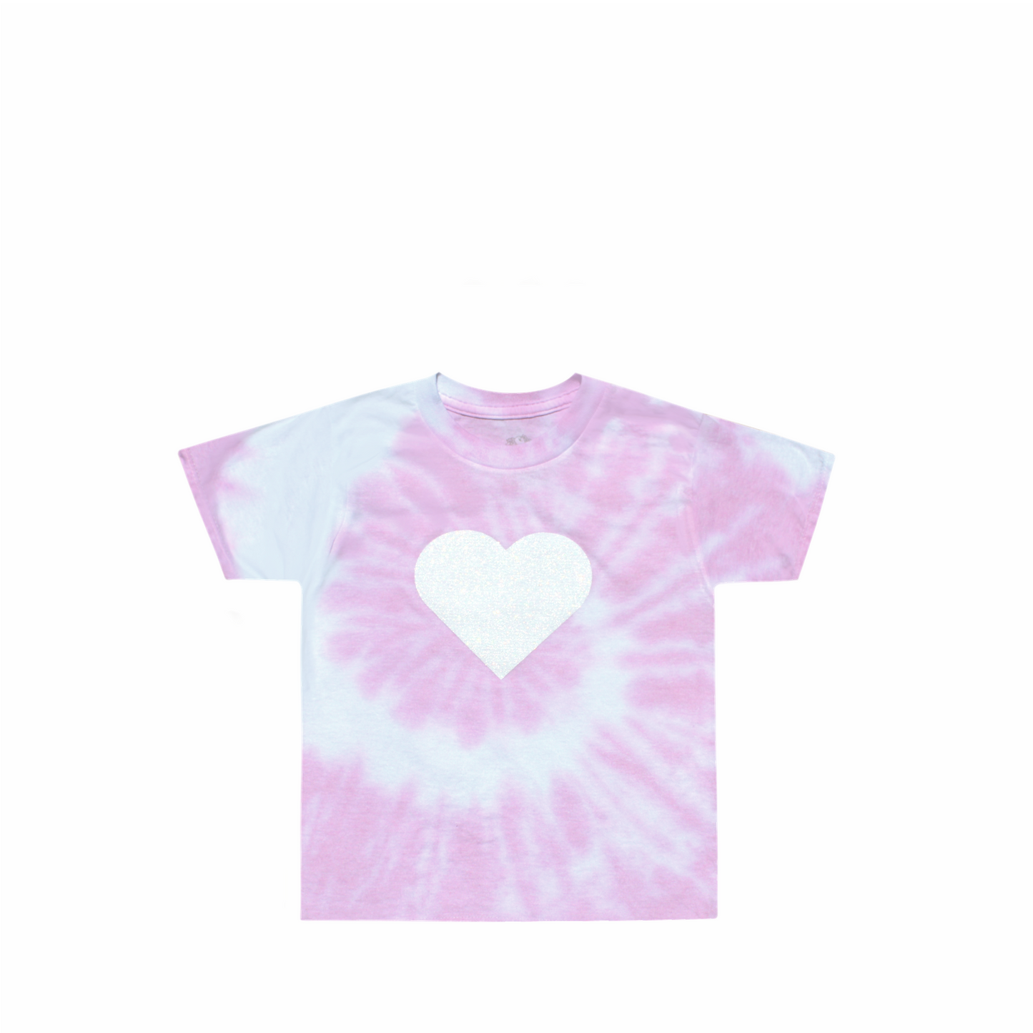 Toddler Sparkle Heart Graphic Soft Pink Tie Dye Shirt