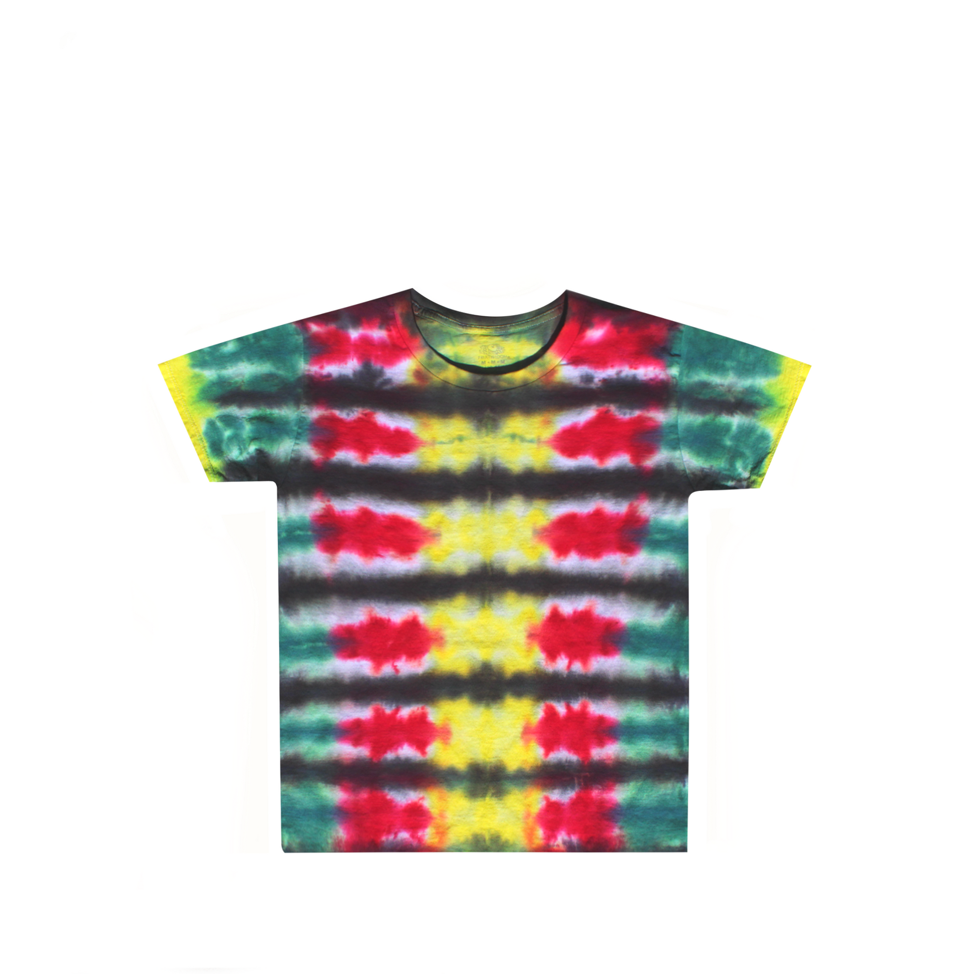 Kids Red Yellow Green Black DNA Tie Dye Shirt Front