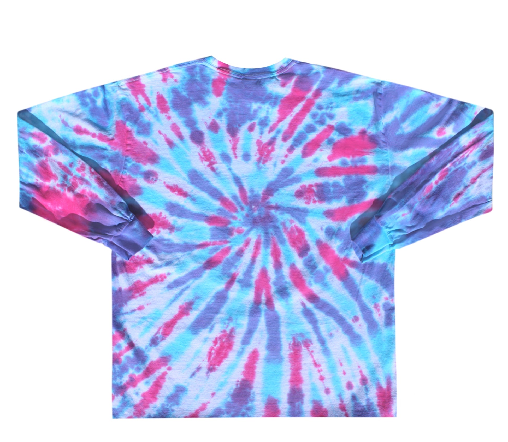 Pink Blue Purple Long Sleeve Tie Dye Shirt Back