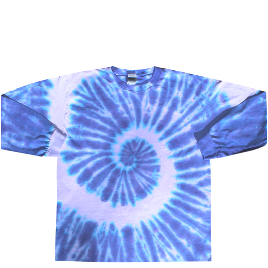 Blue Violet Tie Dye Long Sleeve Shirt Size Medium